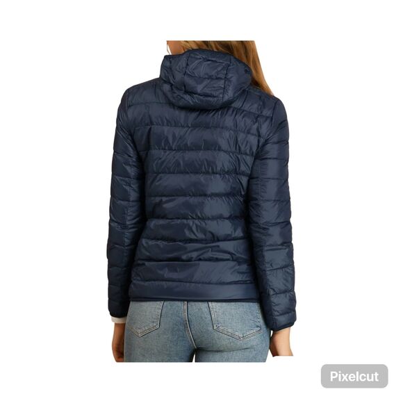 NWOT Size XXL Allegra K Hooded Long Sleeves Lightweight Puffer Jacket Dark Blue - Picture 2 of 12